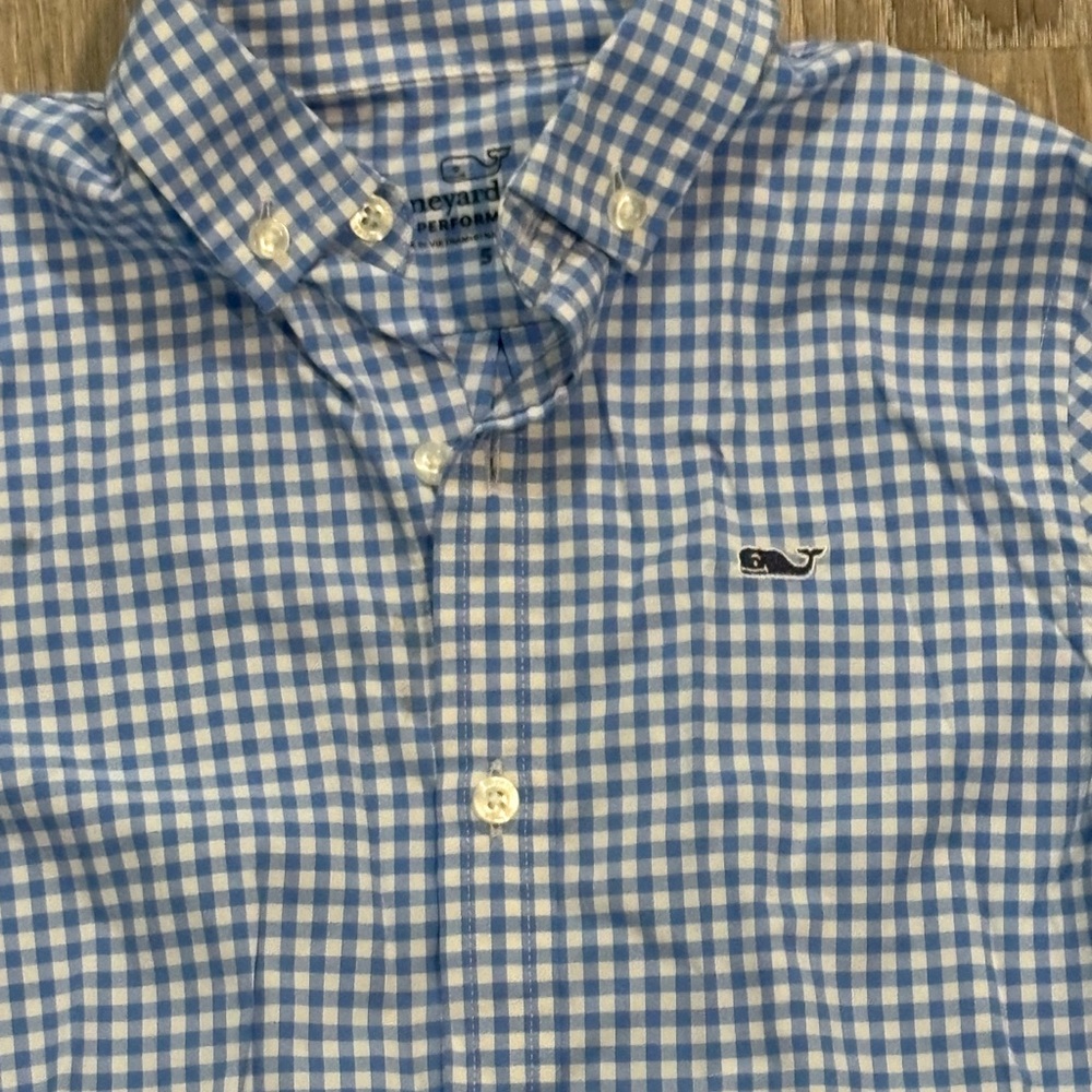 Vineyard Vines Blue Checkered Kids Button Down Shirt - Picture 2 of 4